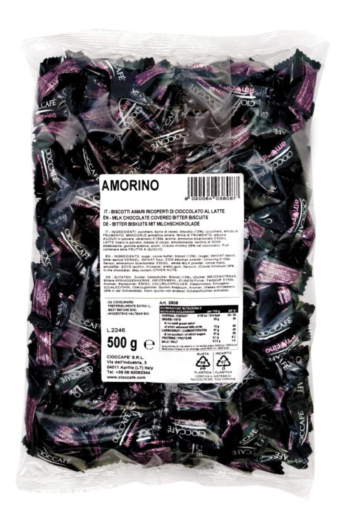 Cioccafè Amoretto – Praline di Amaretti ricoperti di Cioccolato Fondente | Busta da 500g