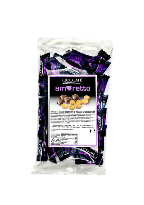 Cioccafè Amoretto – Praline di Amaretti Ricoperti di Cioccolato Fondente | Busta 80g