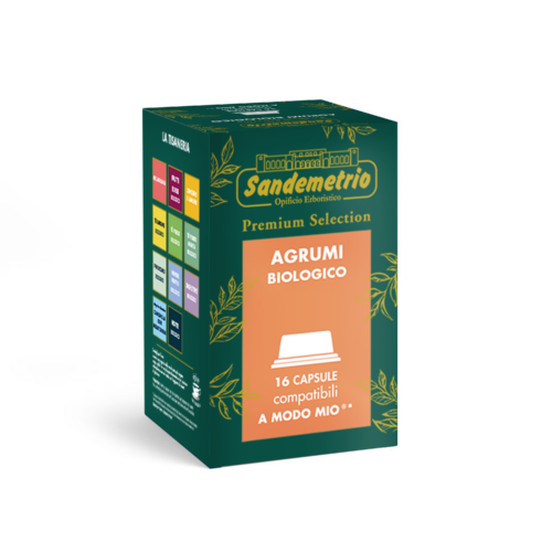 16 Capsule Sandemetrio Compatibili A Modo Mio - Infuso Agrumi Biologico